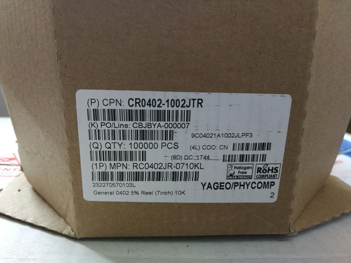 RC0402JR-0710KL YAGEO 国巨 大量供应_动态信息_杭州威凡雅尔电子科技有限公司