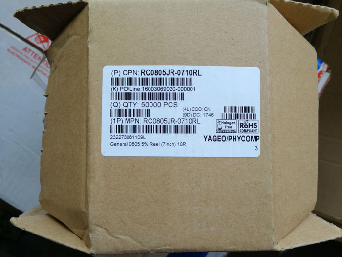 RC0805JR-0710RL YAGEO 国巨 大量供应_动态信息_杭州威凡雅尔电子科技有限公司