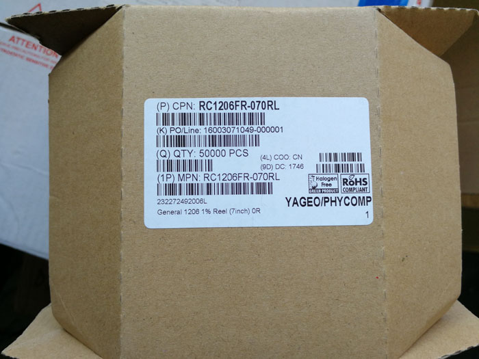 RC1206FR-070RL YAGEO 国巨 大量供应_动态信息_杭州威凡雅尔电子科技有限公司